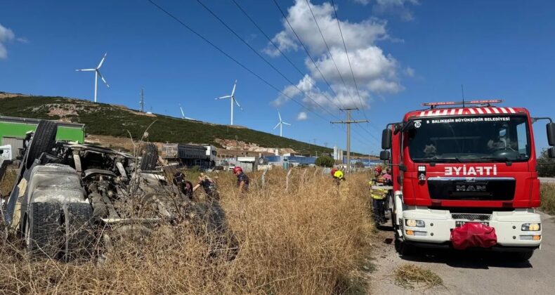 Bandırma’da kamyon şarampole uçtu: 1 kişi yaralandı